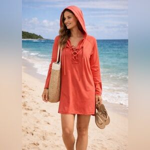 UV SKINZ Hooded Cover Up Women’s Size Medium UPF 50+ Long Sleeve Shirt New